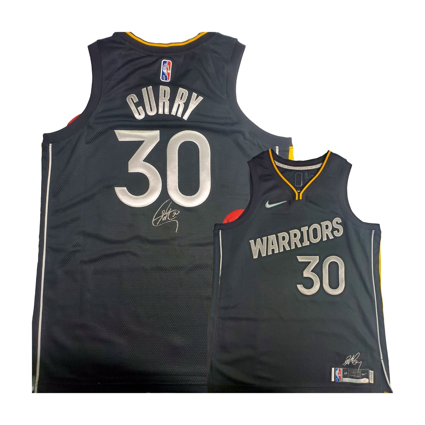 Steph Curry signed Black 75th Anniversary Warriors Jersey-JSA