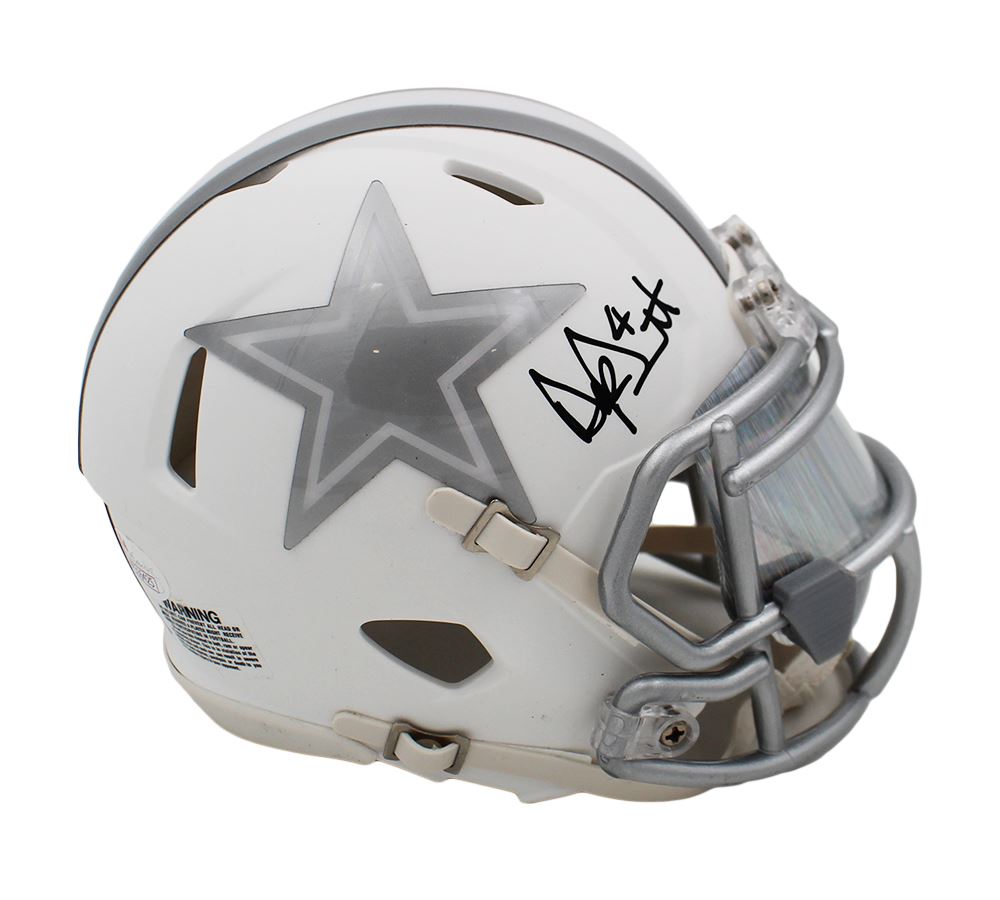 Dak Prescott Autographed Dallas Cowboys Ice Mini Helmet - JSA Authentics