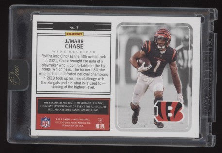 2021 Panini One Ja'Marr Chase #7 Rookie Patch Autographs Red /20 RC Bengals