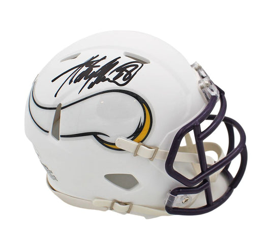 Adrain Peterson Autographed Vikings Flat White Mini Helmet - Beckett Auth