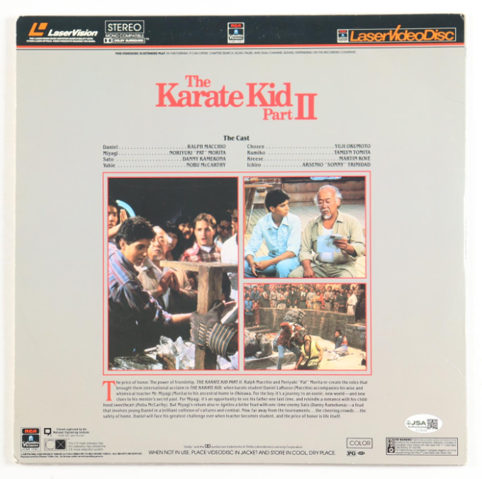 William Zabka Signed "The Karate Kid Part II" Laser Video Disc - JSA