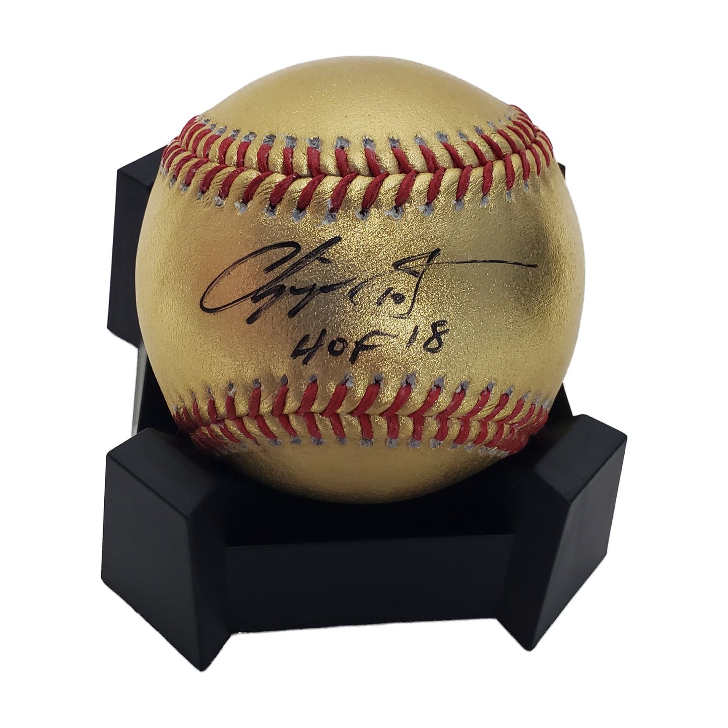 Chipper Jones signed Gold Major League Baseball w/ HOF Inscription-PSA
