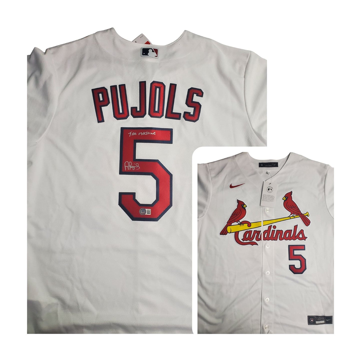 Albert Pujols signed Cardinals Jersey w/ The Machine Inscription-BAS