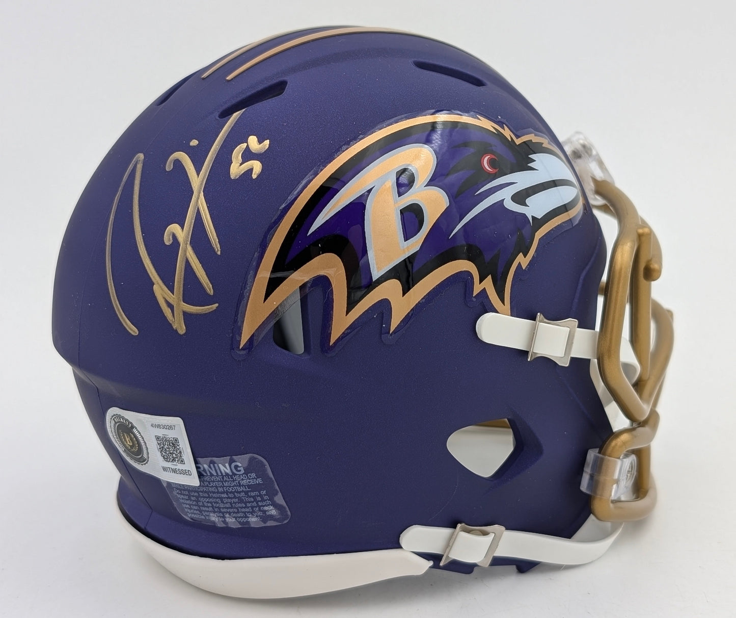 Ray Lewis Signed Ravens OFA 26 #1 Mini Football Helmet - Beckett
