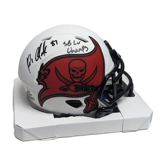 Rob Gronkowski Autographed Tampa Bay Bucs Lunar Mini Helmet with SB LV Champs - PSA