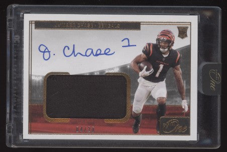2021 Panini One Ja'Marr Chase #7 Rookie Patch Autographs Red /20 RC Bengals