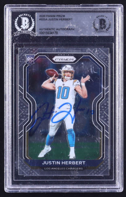 Justin Herbert Autographed 2020 Panini Prizm Rated Rookie Card with BGS Authentication