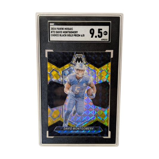 David Montgomery 2024 Panini Mosaic #72 Choice Black Gold Prizm 6/8 SGC 9.5 MT+