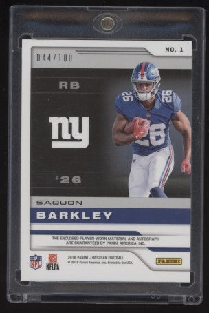 Saquon Barkley 2018 Panini Obsidian Rookie Jersey Ink /100