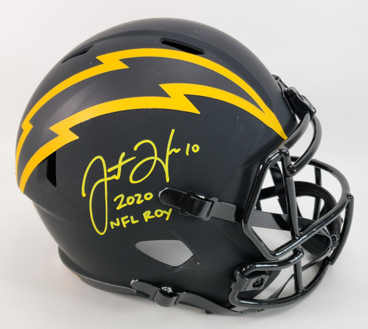 Justin Herbert "2020 NFL ROY" Signed Full Size Replica Los Angeles Chargers Eclipse Speed Helmet - BAS