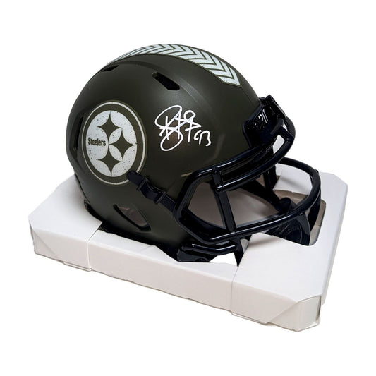 Troy Polamalu Autographed Steelers Lunar Mini Helmet - BAS