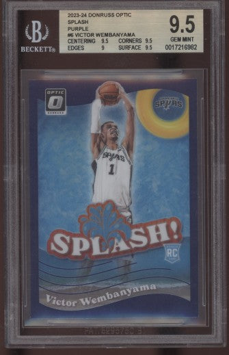2023-24 Donruss Optic Splash Purple Prizm #6 Victor Wembanyama BGS 9.5 Gem Mint