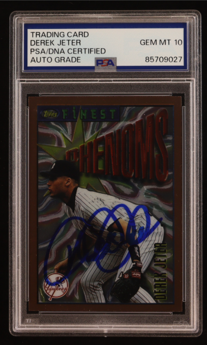Derek Jeter Signed 1996 Topps Finest Phenoms #92 RC PSA Auto 10
