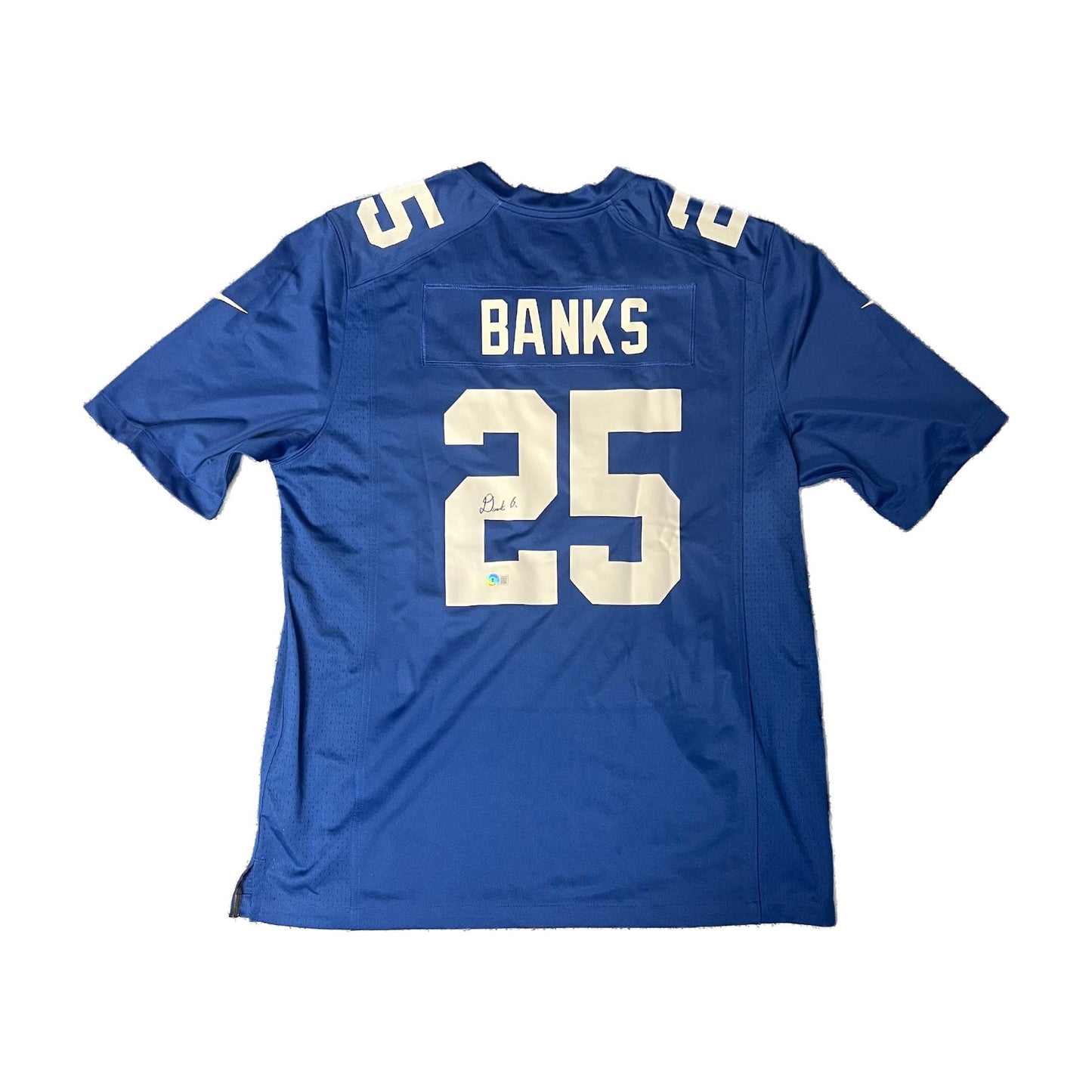 Deonte Banks Autographed Nike Blue Auth Jersey - Beckett Auth