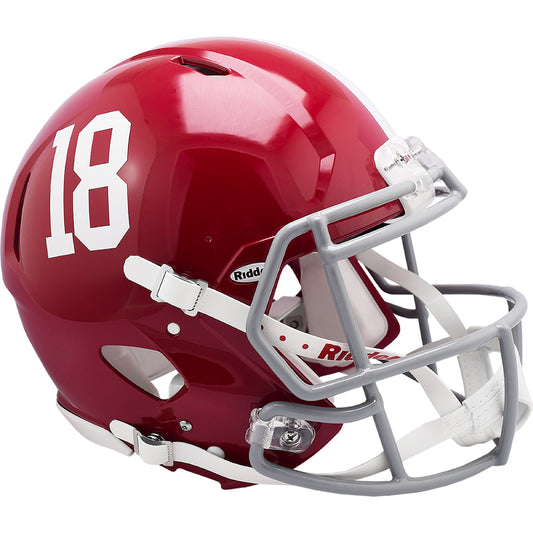 Alabama#18 Crimson Tide Speed Authentic F/S Football Helmet #8057327