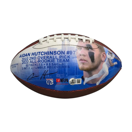 Aiden Hutchinson Signed Authentic Rookie Highlights Art Football NFL