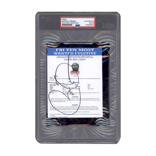 Barack Obama Signed Bin Laden FBI Most Wanted PSA/DNA Certified Authentic Auto