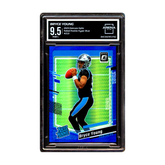 Bryce Young 2023 Donruss Optic Rated Rookie Hyper Blue Card #213 Arena Club 9.5