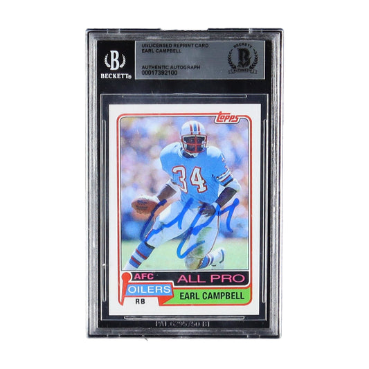 Earl Campbell Signed 1981 Topps #35 Reprint with BGS Authentication