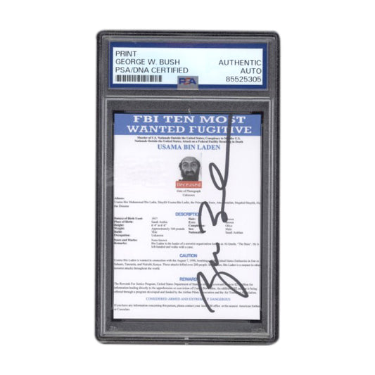 George W. Bush Signed FBI Most Wanted Fugitive List PSA/DNA Certified Authentic Auto