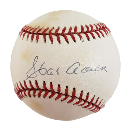 Hank Aaron Autographed Rawkings Official National League Baseball (JSA Hologram)