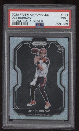 Joe Burrow 2020 Panini Chronicles Prizm Black Silver RC PSA 9 Mint NFL