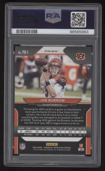Joe Burrow 2020 Panini Chronicles Prizm Black Silver Prizm RC NFL PSA 9