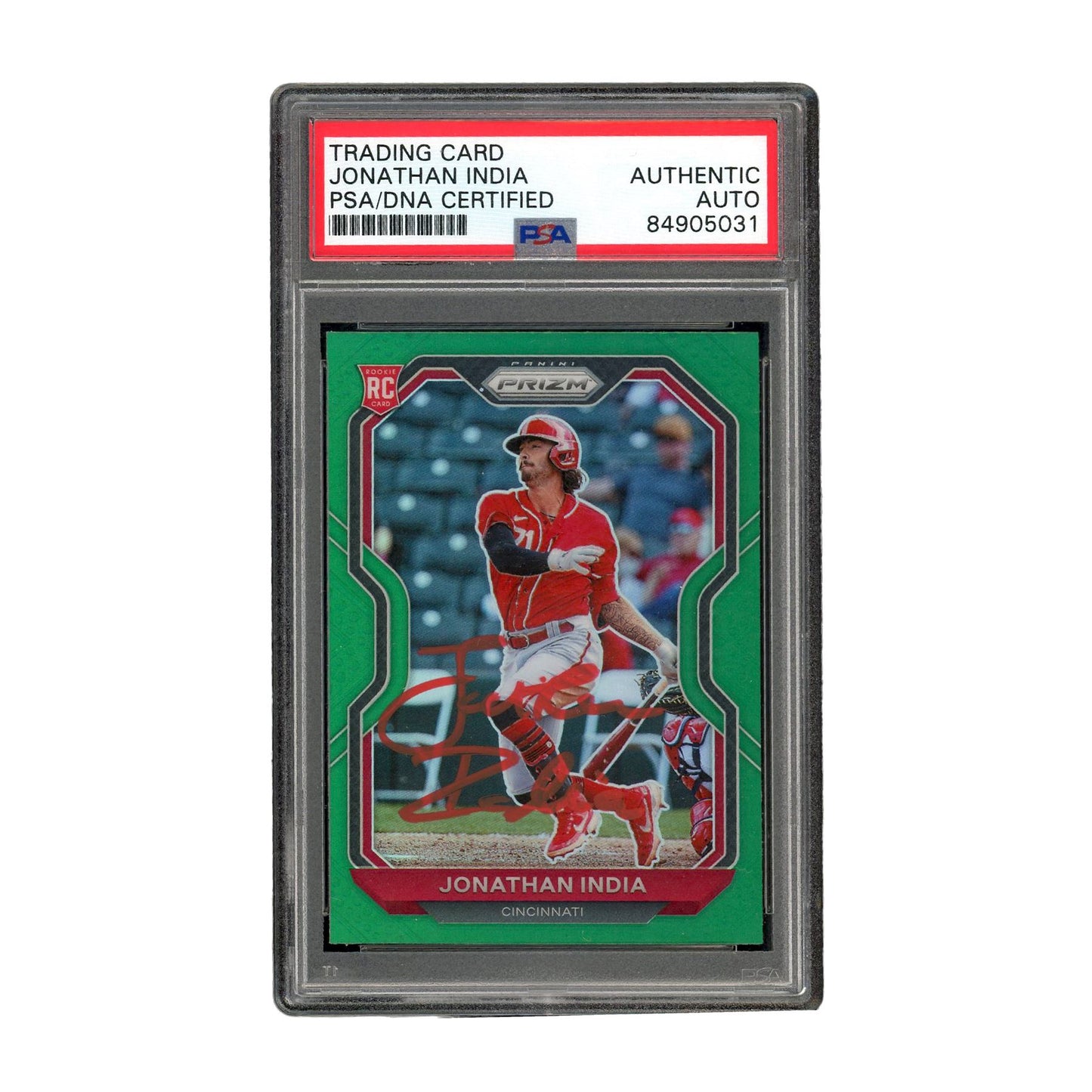 Jonathan India Signed Authentic PSA Prizm Green RC MLB Reds
