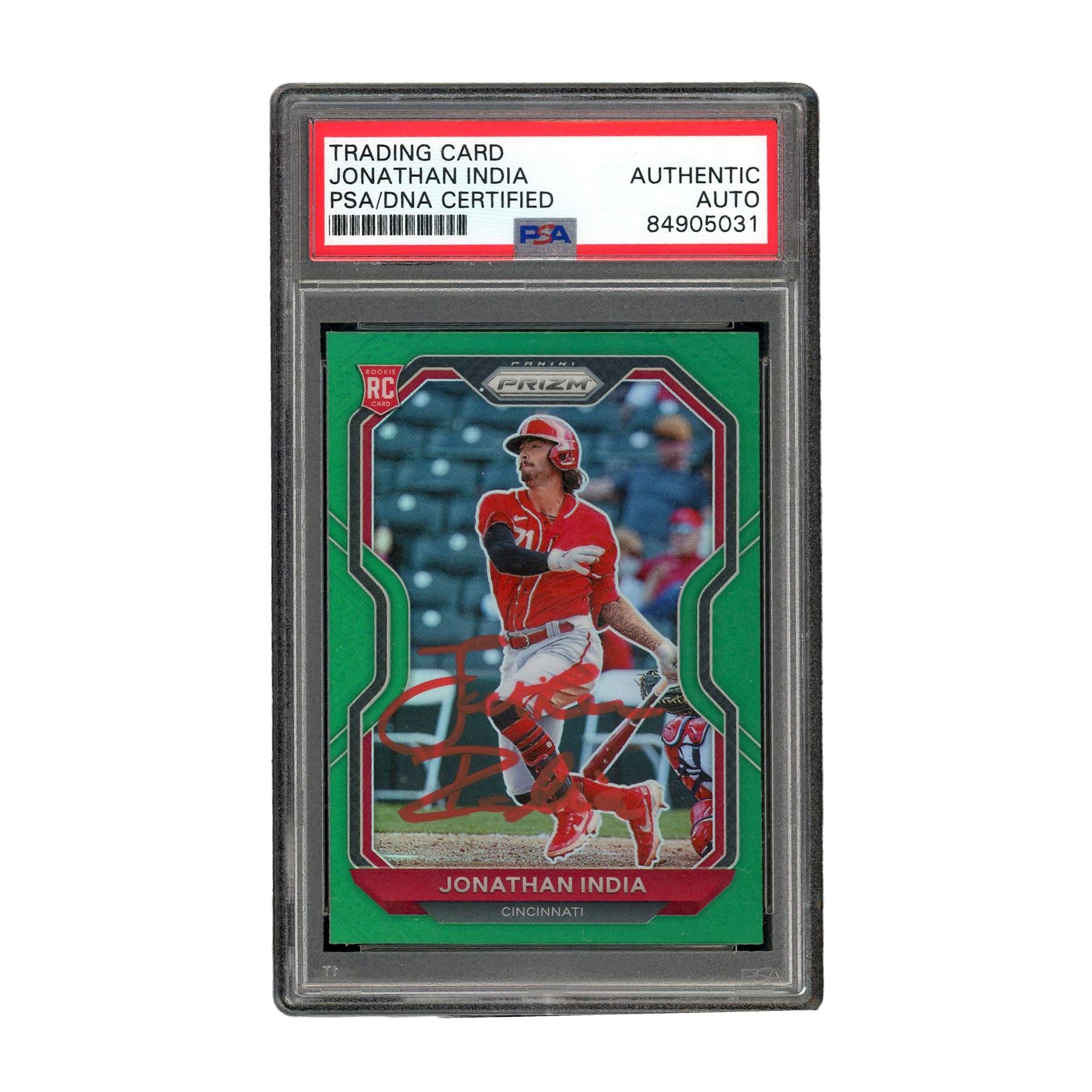Jonathan India Signed Authentic PSA Prizm Green RC MLB Reds