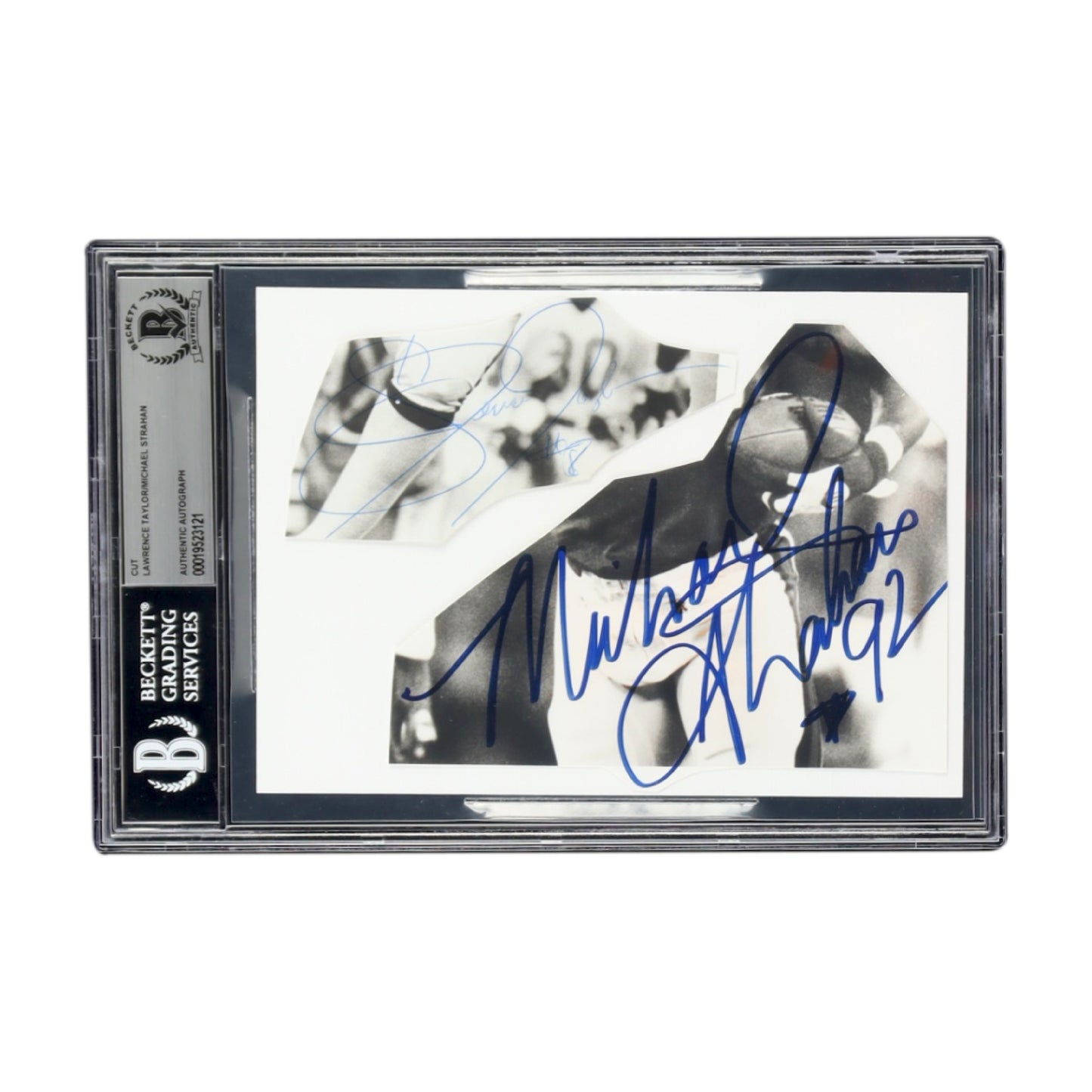 Lawrence Taylor & Michael Strahan Signed NY Giants Cut Collage - Beckett