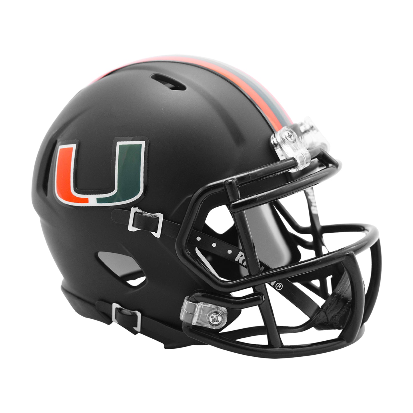 Miami Hurricanes Riddell Speed Mini Black Matte Football Helmet