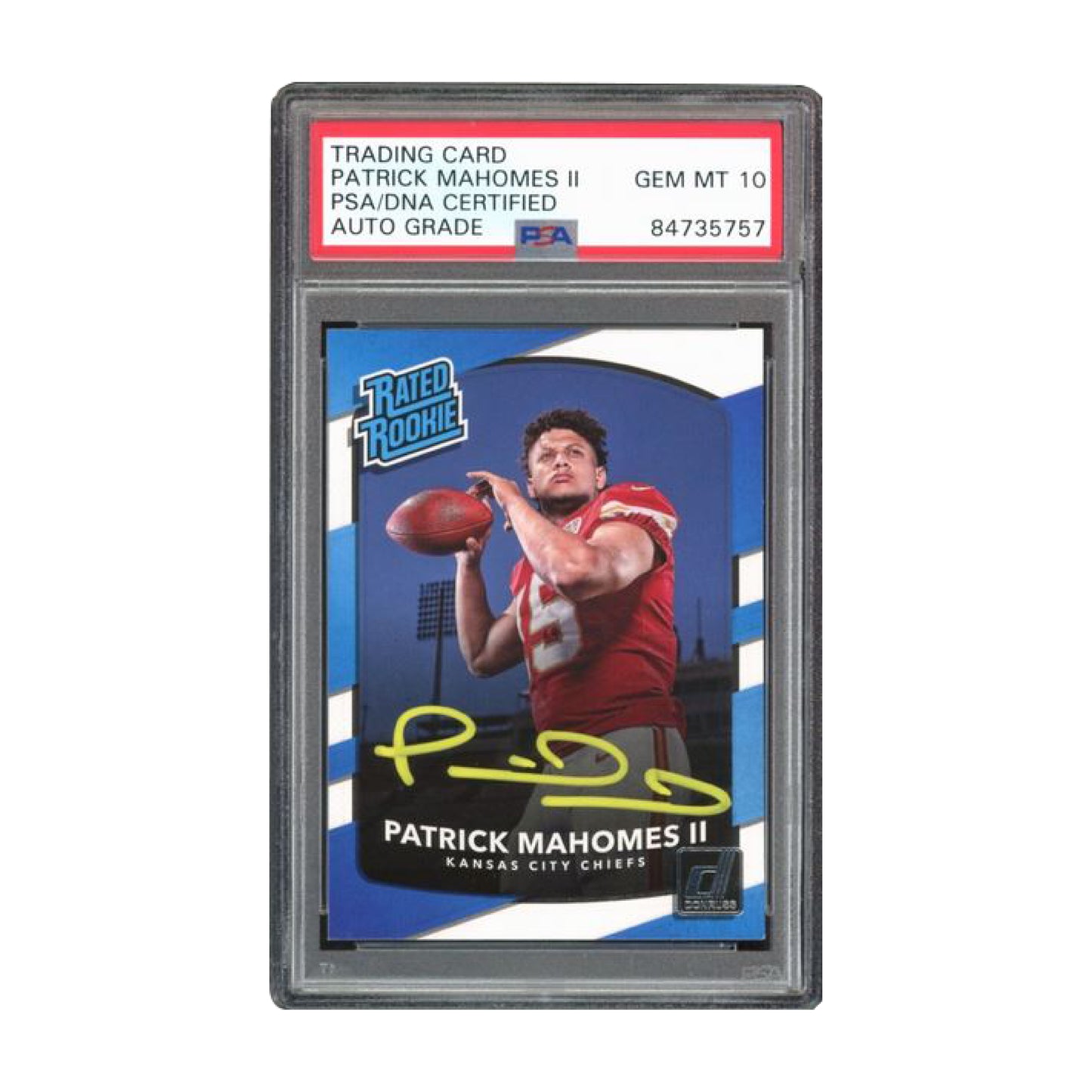 Patrick Mahomes 2017 Donruss RR PSA/DNA 10 Auto