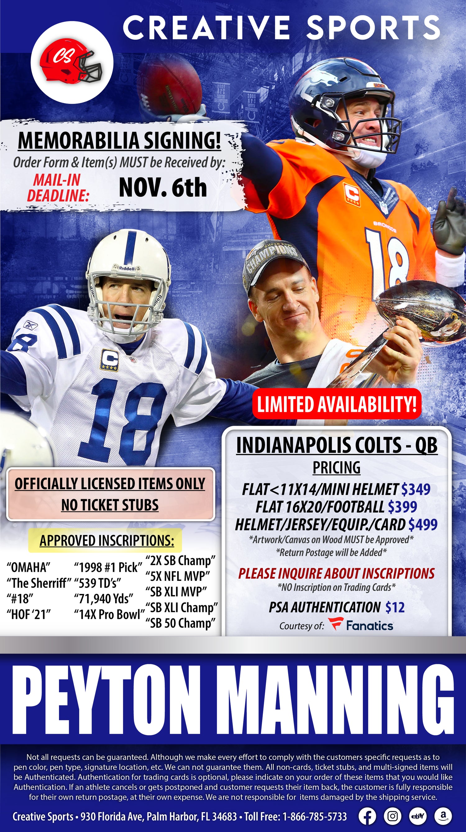 Peyton Manning Sports Memorabilia – Latitude Sports Marketing