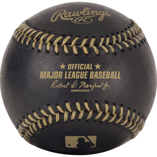 Black Major League  BASEBALL - (Black leather w/gold stitching & stamping) - (ROMLBBG) - BLACK &...