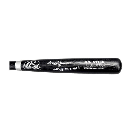 Reggie Jackson Signed Inscription Rawlings Baseball Bat New York Yankees