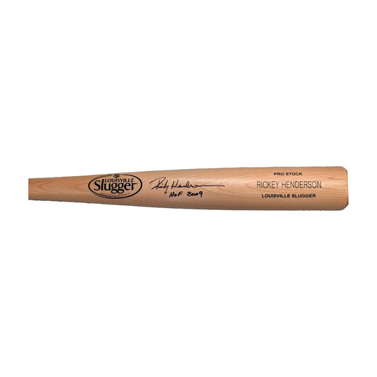 Rickey Henderson Signed Authentic Louisville Slugger Pro Stock Baseball Bat MLB Oakland Athletics