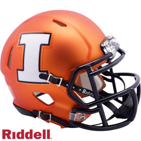 Illinois Matte Orange Pearl w/ White "I" Speed  Mini Football Helmet