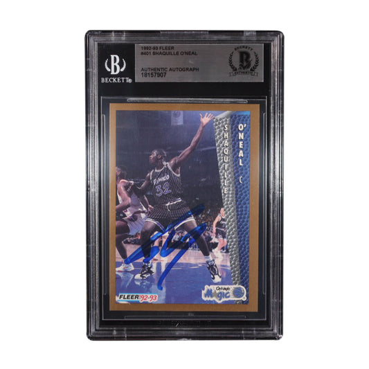 Shaquille O'Neal Signed 1992-93 Fleer #401 RC (Beckett|Auto Grade BGS Authentic)