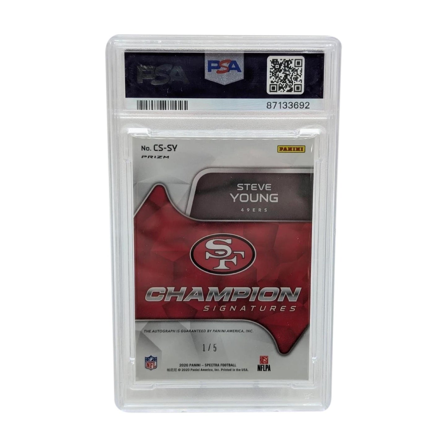 Steve Young Signed Authentic Panini Spectra PSA Mint 9 San Francisco 49ers NFL