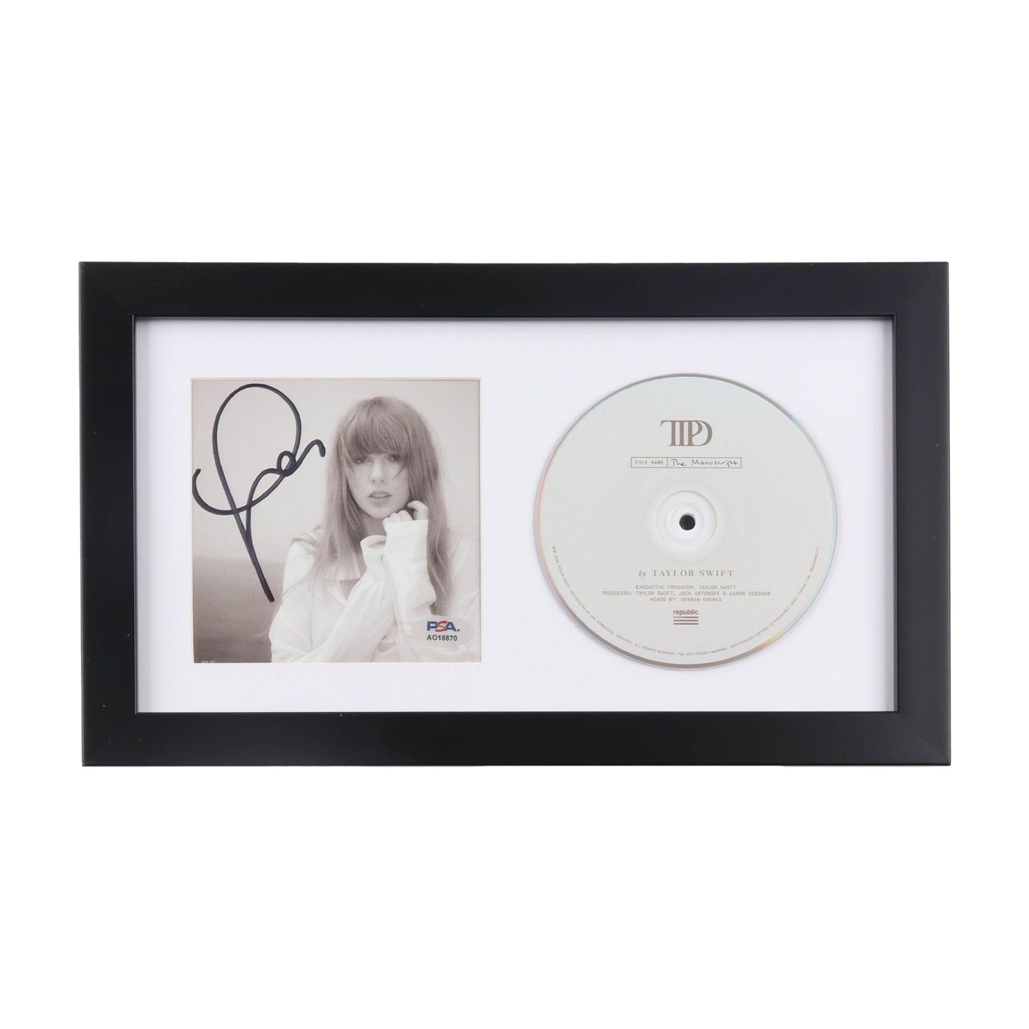 Taylor Swift Autographed Custom Framed The Tortured Poets Society CD w/ Inserts