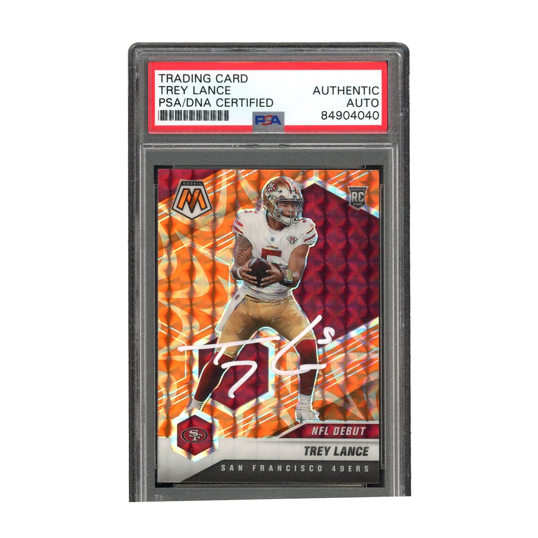 Trey Lance Signed Authentic PSA Auto Mosaic Orange RC San Francisco 49ers NFL