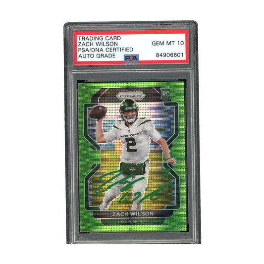 Zach Wilson Signed Authentic PSA/DNA Prizm NY Jets NFL Gem Mint 10 Auto