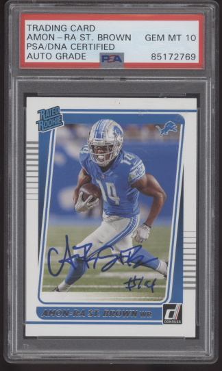 2021 Donruss Amon-Ra St. Brown Rated Rookie #284 Auto PSA AUTO 10 RC