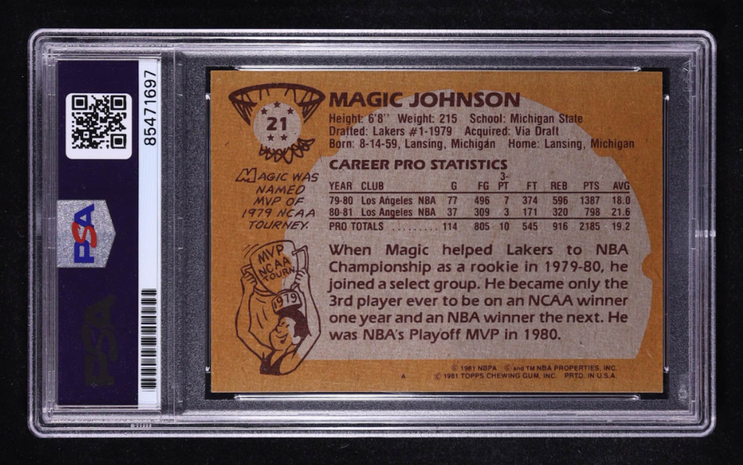 Magic Johnson Signed 1981 Topps #21 (PSA | Autograph Graded PSA 10)