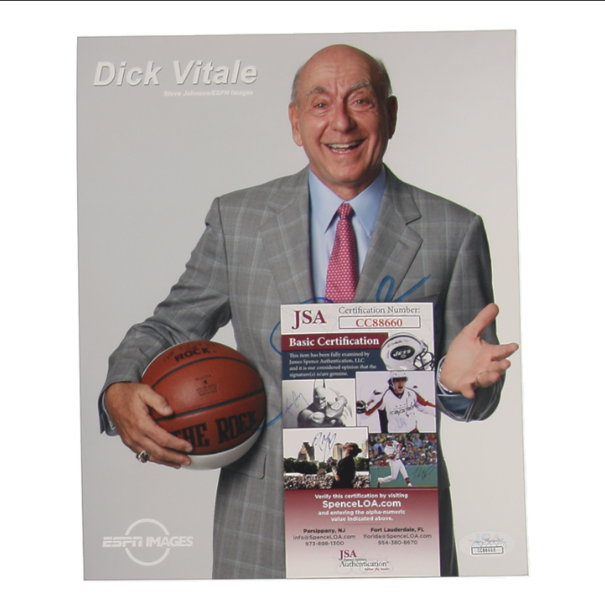 Dick Vitale Signed 8x10 Photo Inscribed "HOF 08" - JSA
