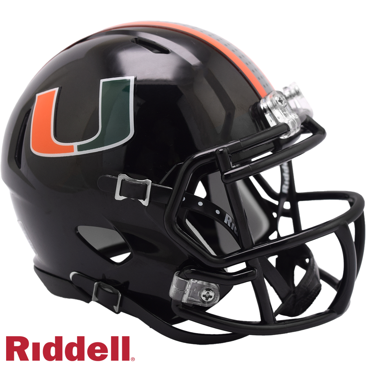 Miami Hurricanes Black Matte Finish Riddell Speed Mini Football Helmet