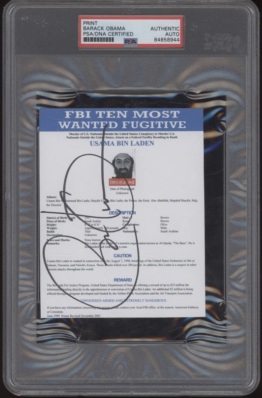 Barack Obama Signed Bin Laden FBI Most Wanted PSA/DNA Certified Authentic Auto