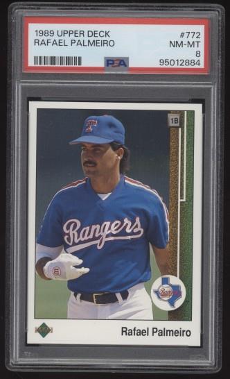 PSA 9 NM-MT 1989 Upper Deck Rafael Palmeiro #772 Texas Rangers