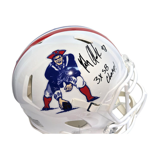 Rob Gronkowski Autographed New England Pats Throwback Replica Full Size with 3x Champs - PSA