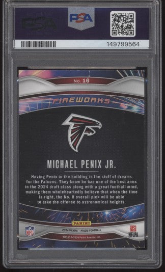 2024 Panini Prizm Michael Penix Jr Fireworks RC #16 Red Ink Auto PSA AUTHENTIC